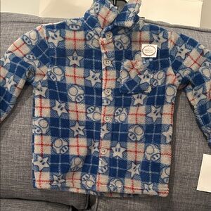 Blue and Red Checkered Fleece Jacket